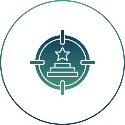 Star target icon with gradient circle.